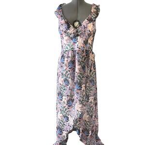 Women’s Guess maxi dress ruffled floral chiffon sleeveless size 16 NWT